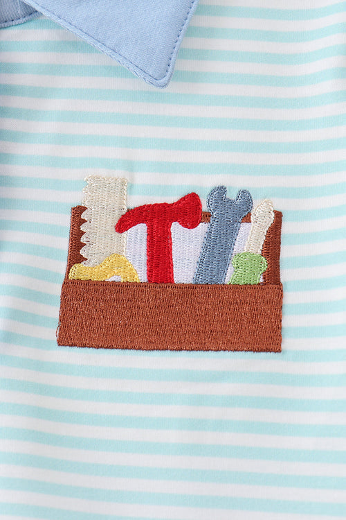 Blue Tool Embroidery Stripe Shirt