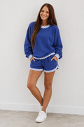 Dark Blue Polka Dot Trim Set — Luxe & Linen Co. Fall Drop